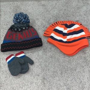 Set of Toddler Winter Hats and mittens
